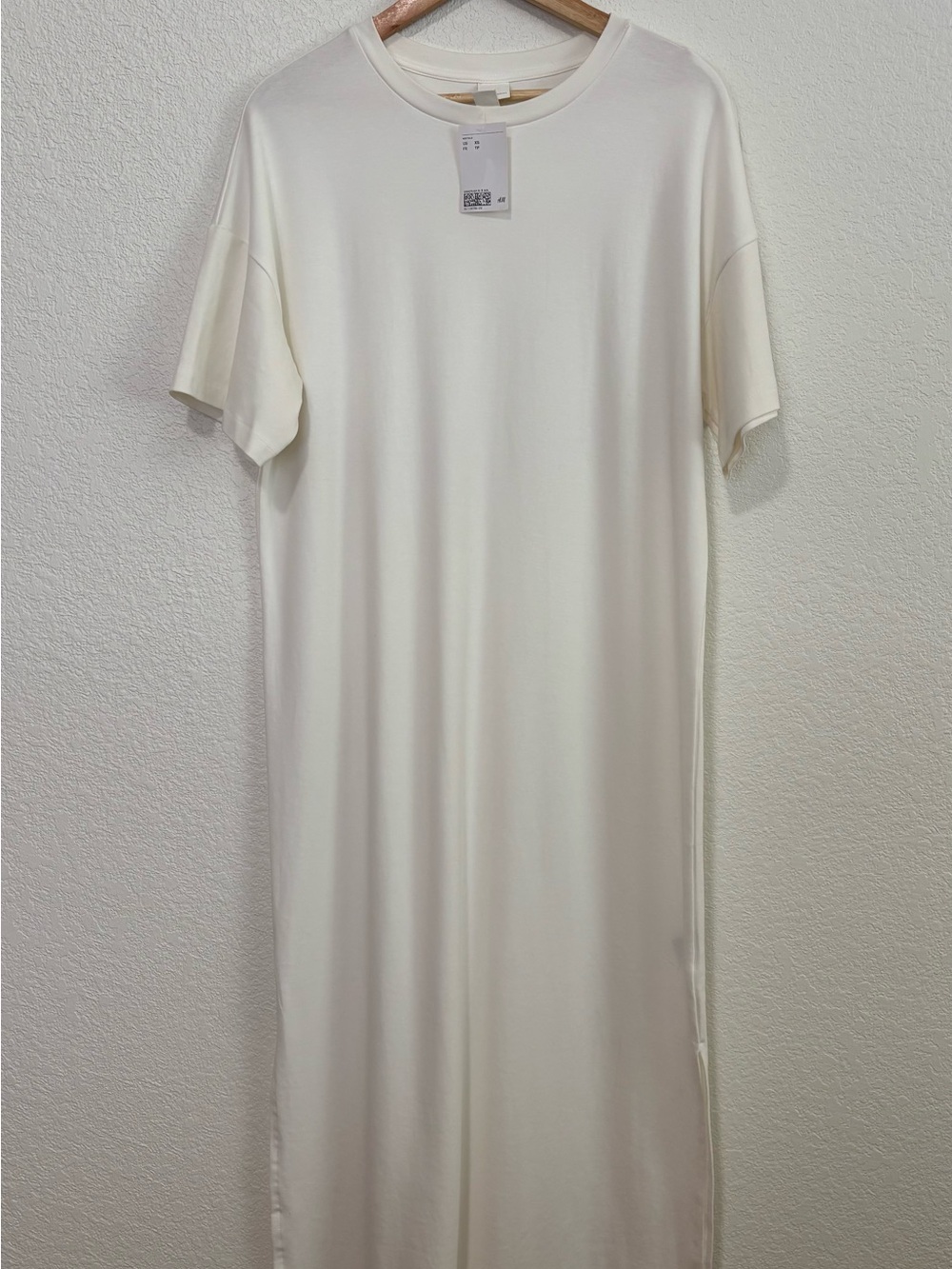 H&M Basics White Tee Maxi Dress XS NWT Minimalist Casual